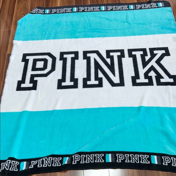 50 x 60 inch Victoria’s Secret pink teal logo fleece...